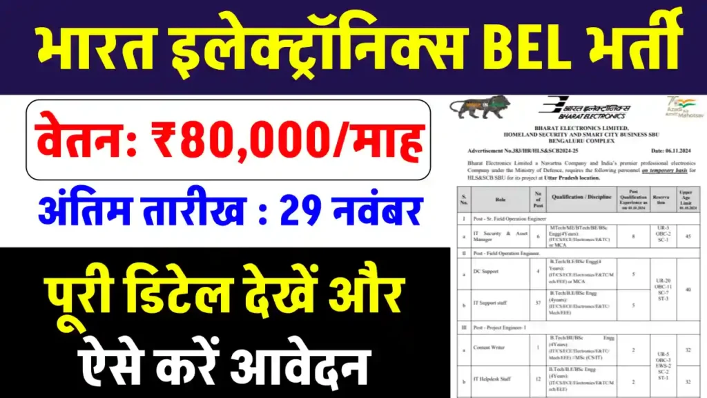 भारत इलेक्ट्रॉनिक्स में बंपर भर्ती! ₹80,000 की सैलरी पाने का शानदार मौका, जानें कैसे करें आवेदन