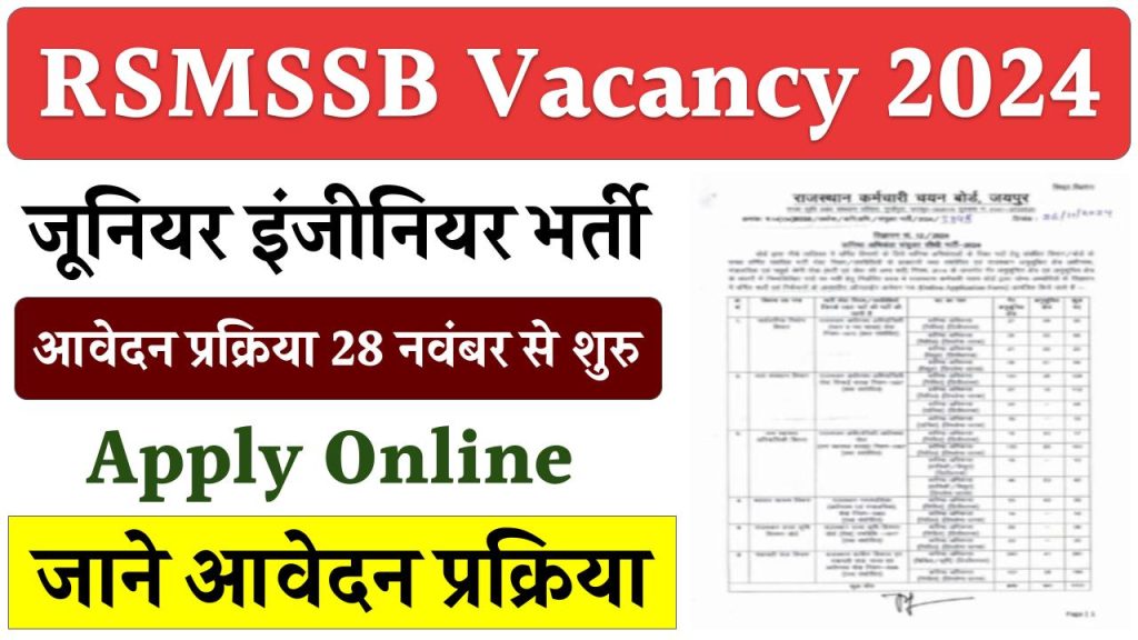 RSMSSB Vacancy 2024: जूनियर इंजीनियरों की निकली वैकेंसी, आज से शुरू होगी आवेदन प्रक्रिया